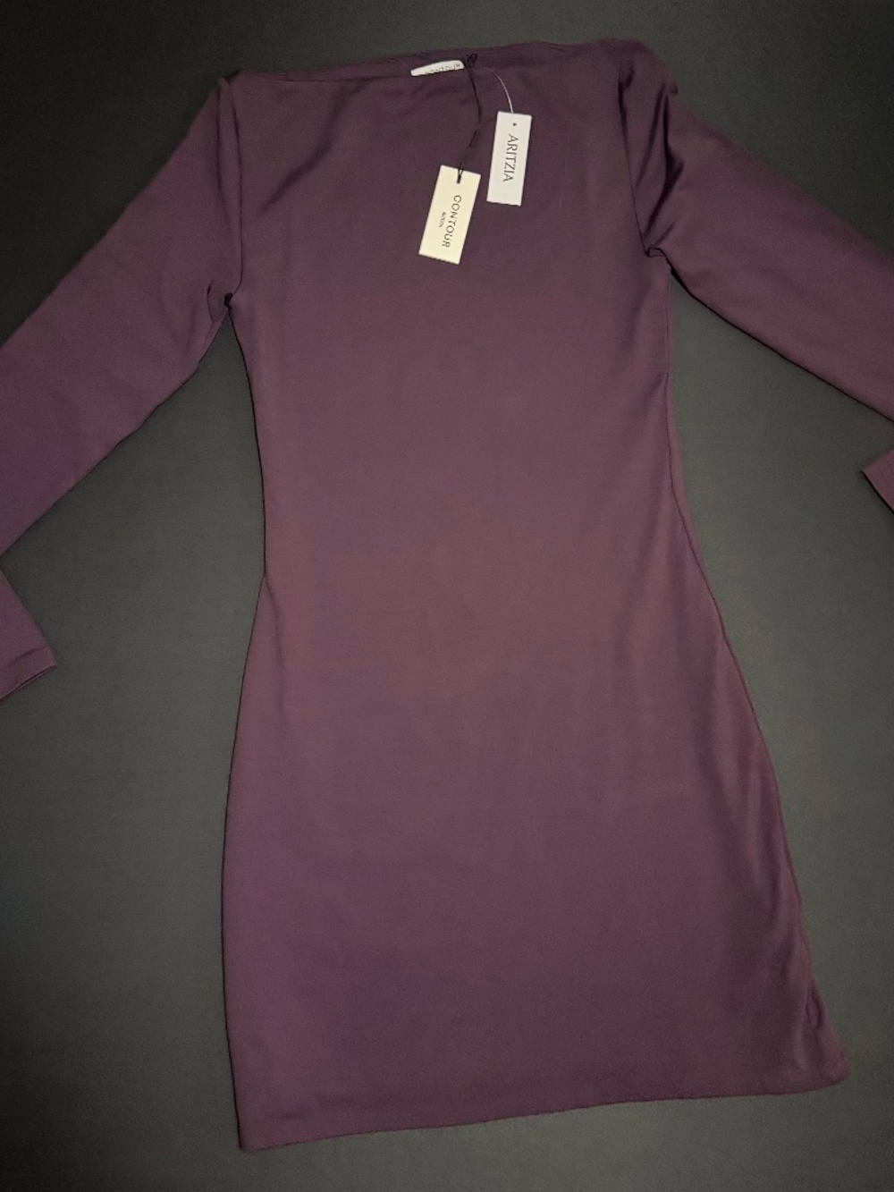 NWT Aritzia Contour Collide Purple Boatneck Mini Dress Size M